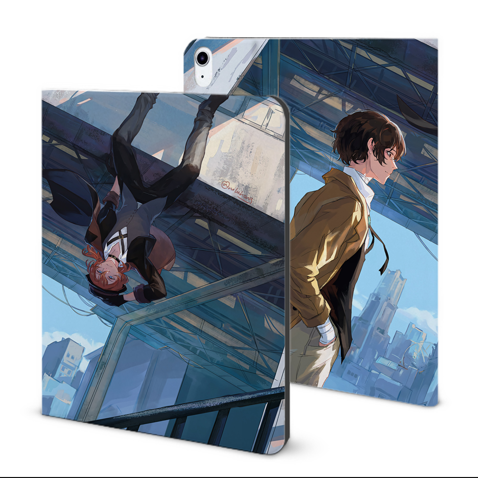 （画像用） 文豪ストレイドッグス Bungo Stray Dogs IPad ケース ブック型 PUレザー TPU 耐衝撃 軽量 薄型 ペン収納なし 全面保護 IPad 各モデル対応